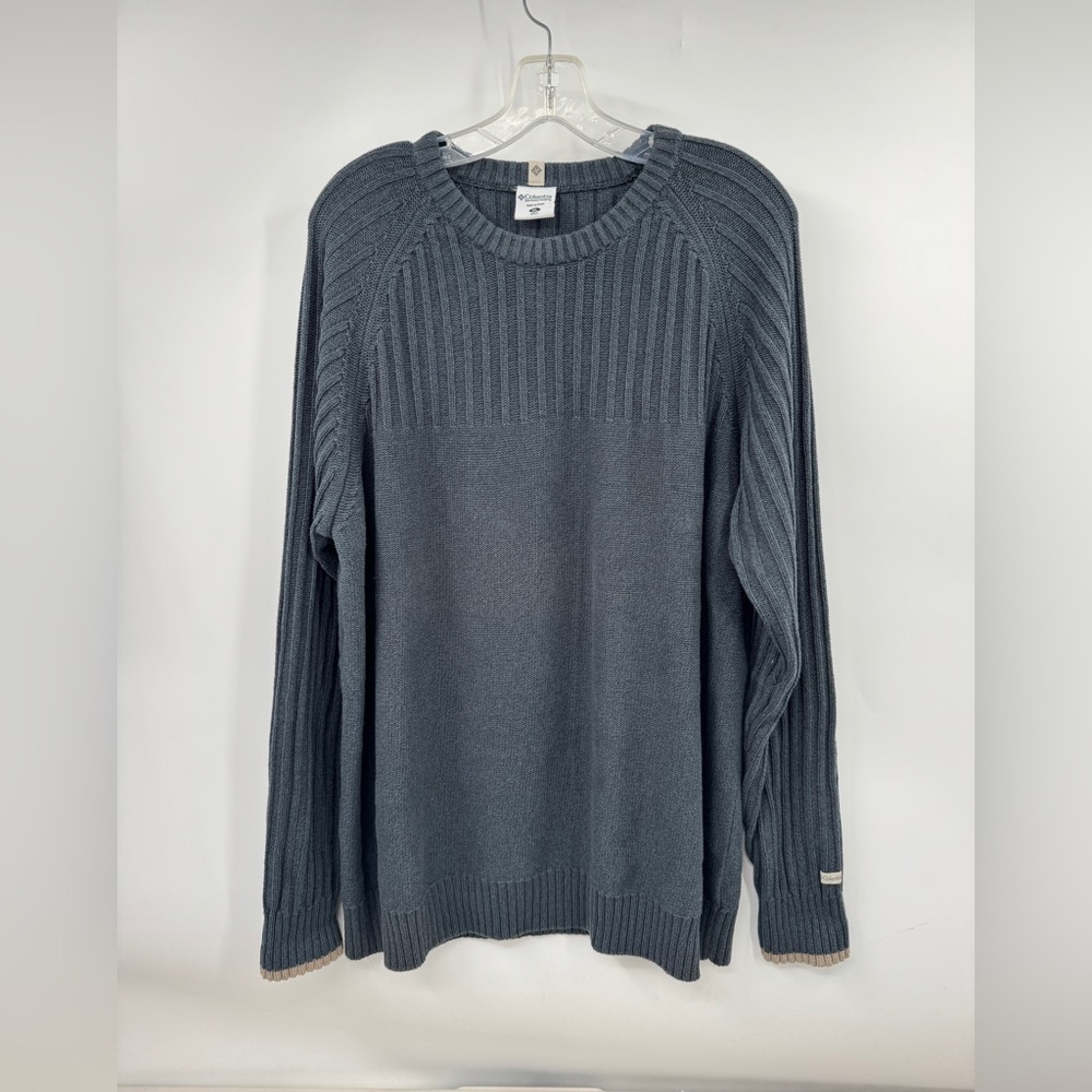 Columbia Sweater Mens XL Dark Blue Cotton Crew Neck Pullover Extra Large Thick